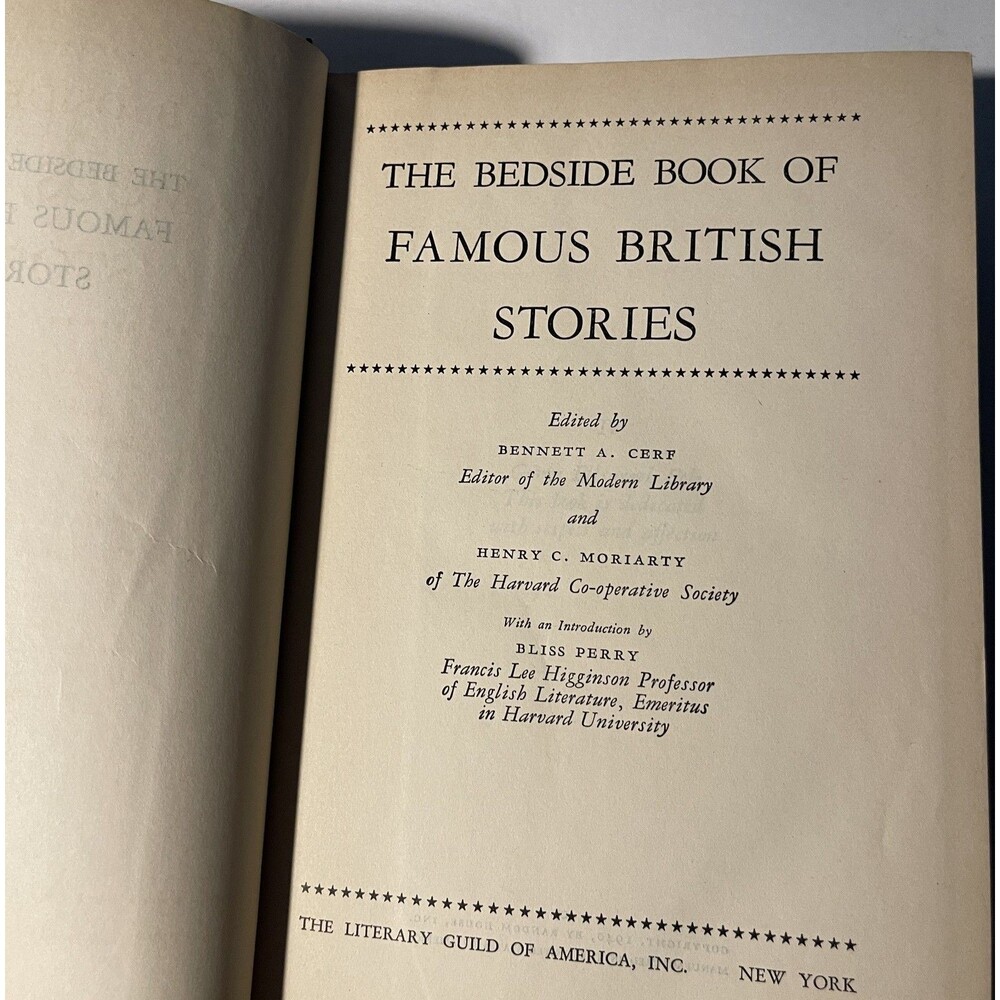 The Bedside Book Of Famous British Stories Edited By Bennett A Cerf HB 1940